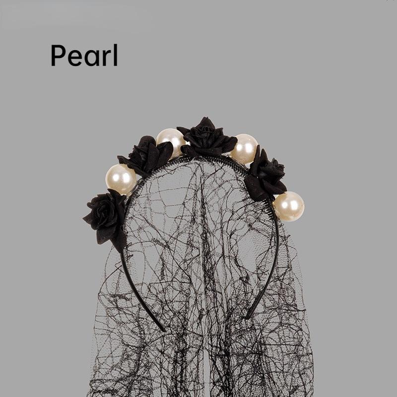 Имитация цветка повязка на голову женский головной убор цветок кружево с вуалью черная роза череп повязка на голову для вечеринки Хэллоуин день косплей подарок