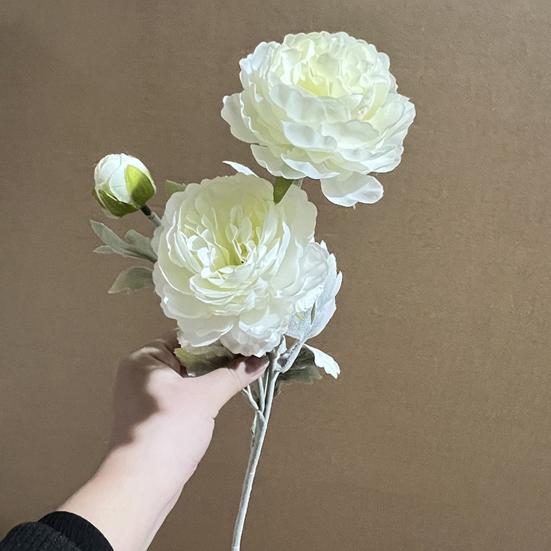 Искусственный пион со стеблем 3 головки Реалистичный искусственный цветок Свадебный стол для домашнего офиса Центральная часть Искусственная цветочная ветка Цветочная композиция Украшение