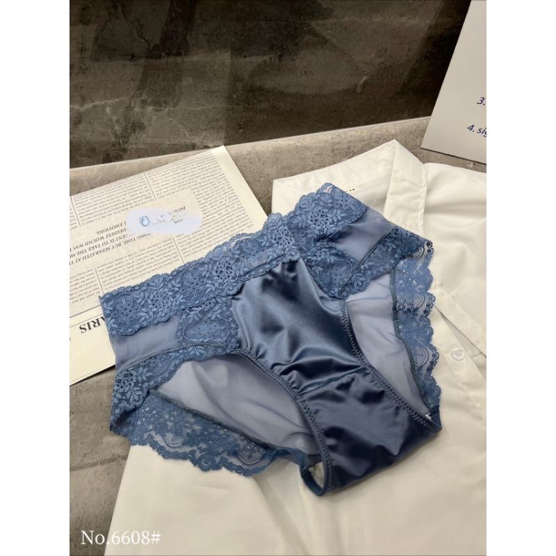 Женские однотонные атласные трусики средней талии из чистого хлопка с кружевом и сексуальными стоп-трусы