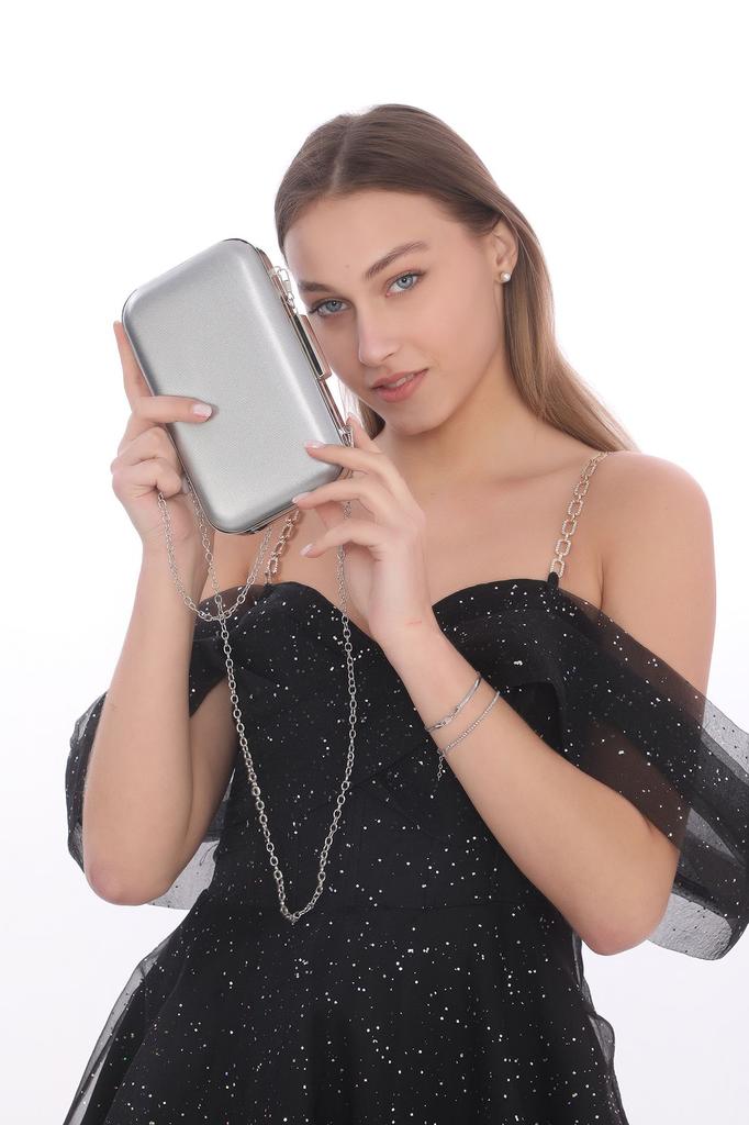 Women's Stylish and Useful Evening Dress Bag Women's Black Skin Matte Evening Dress Portfolio Clutch Bag