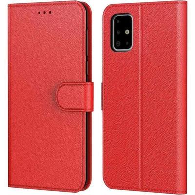 Чехол для Samsung A51 - PROSHOP - Красный с эффектом кожи - Защита 360° - Кошелек - Подставка для просмотра