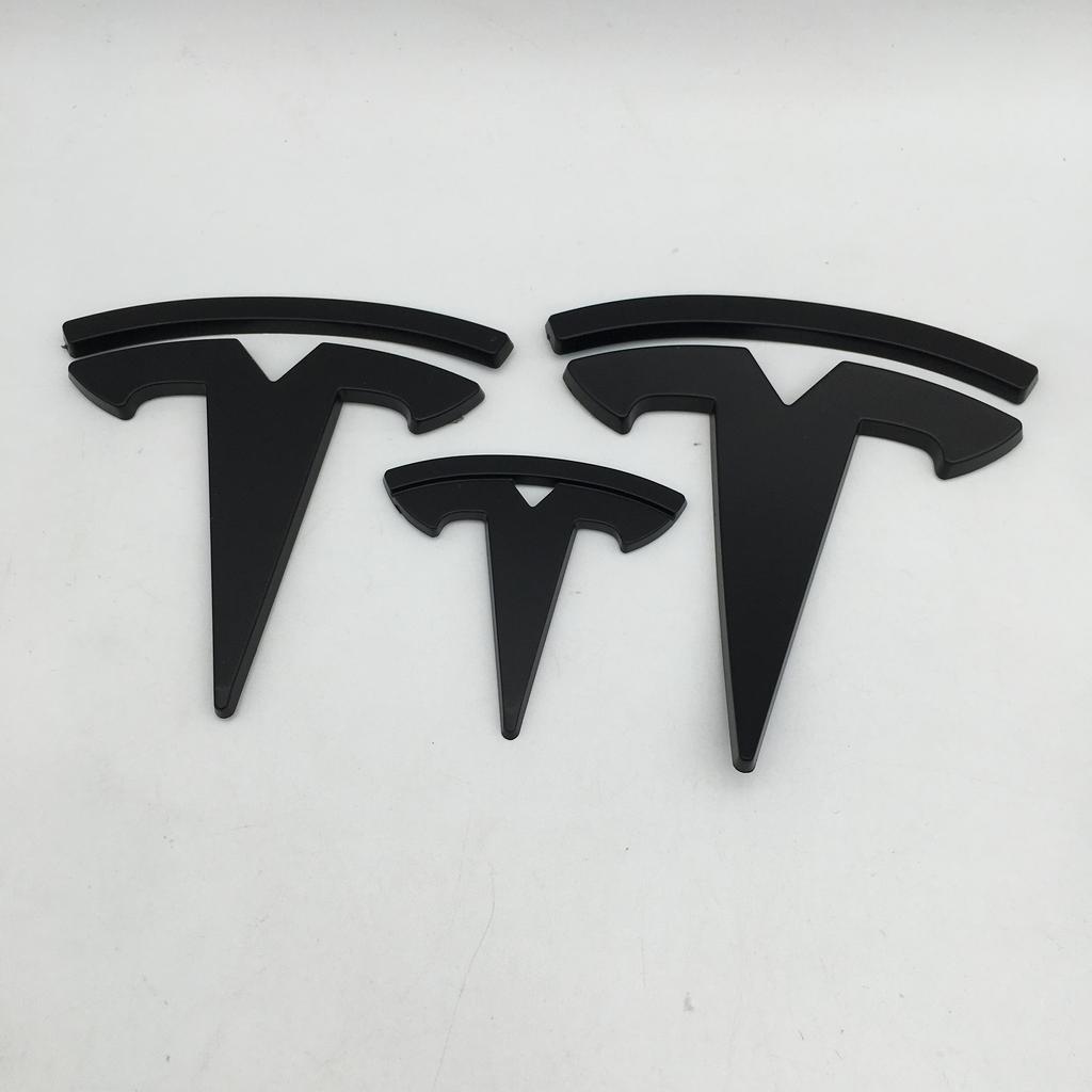 CZYE3 1-3pcs Not Affect matt black for Tesla Model 3 Mode Y car Front Emblem Rear Tail Trunk Steering Wheel Sticker Badge styling