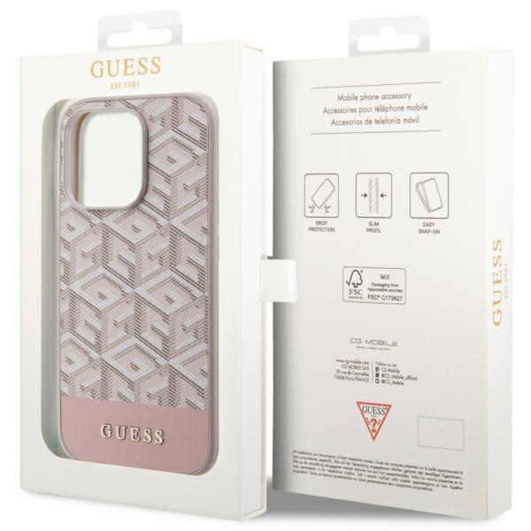 Etui do iPhone 14 Pro Guess Stripes MagSafe Różowe