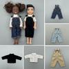 Casual Wear Doll Overalls Clothes Denim Pants T-shirt Tops for 1/12 BJD Dolls for Ob11 Ymy Dolls