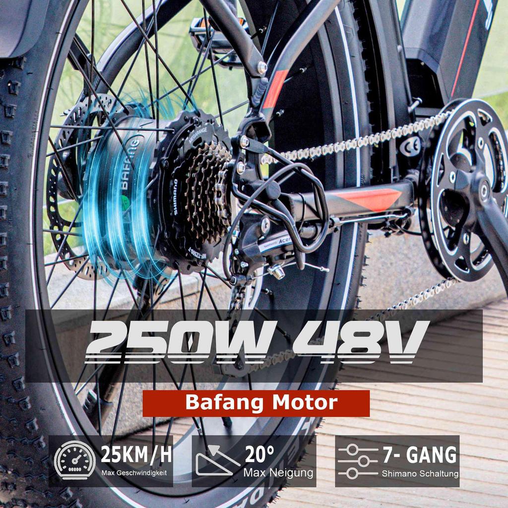 Электровелосипед JOBOBIKE Robin 26'' для взрослых 250 Вт мотор Bafang 48В13Ач