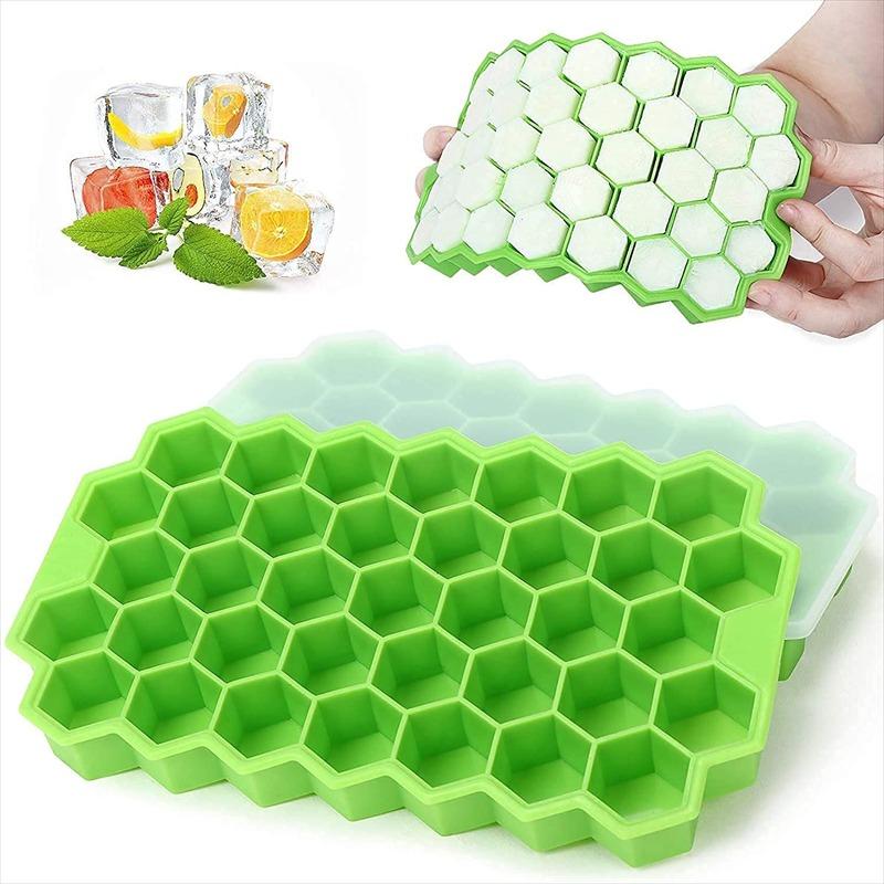 Ice Cube Mold, Silicone Honeycomb Ice Cube Tray with Lid, Ice Cube Tray Met , Afneembaar Deksel, Easy-Release Siliconen