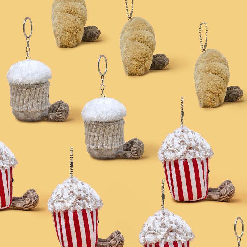 Кружка для латте JC Fun, плюшевая игрушка в виде попкорна для тенниса, круассан, медведь, пингвин, подвеска - детский подарок