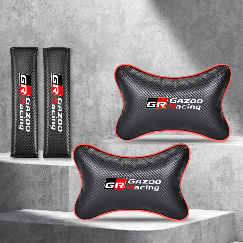 WBE3  Carbon Fiber Car Headrest Seat Belt Shoulder Pad Auto Accessories For Toyota GR Gazoo Racing Supra Corolla Parts Sport 86 Yaris