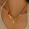 Ocean Style Jewelry Geometric Starfish Shell Design Versatile Long Necklace High Sense Necklace Women