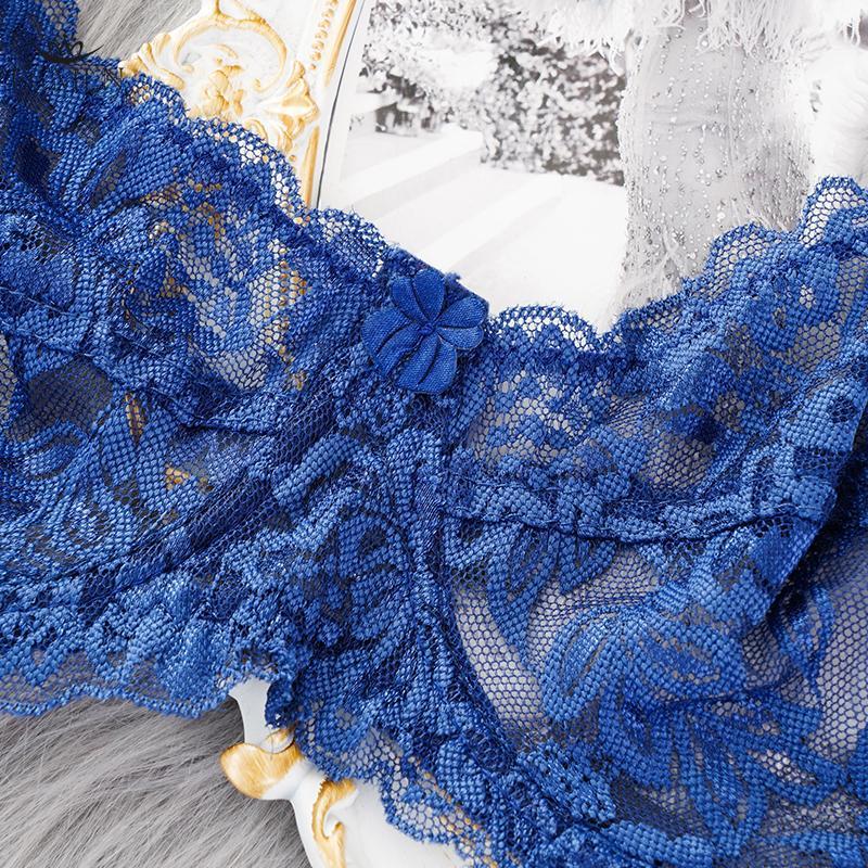 Women Lace Lingerie Plus Size No Padded Bra Women Fashion Ultra Thin Bra Transparent Sexy Single Layer Lace