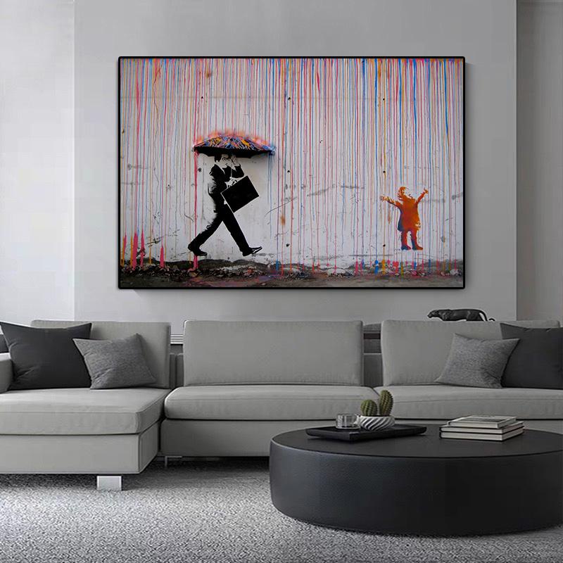 Бэнкси искусство красочный дождь уличное искусство граффити холст картина печать плакат Современная гостиная настенная картина