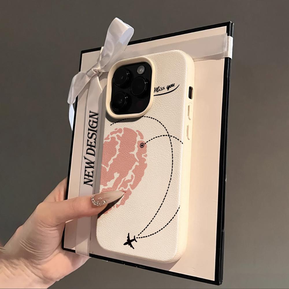Чехол для телефона 'Карта пары, самолет, сердце любви' для iPhone 17Air 16 15 14 13 12 11 Pro Max, чехол для отношений на расстоянии, противоударный