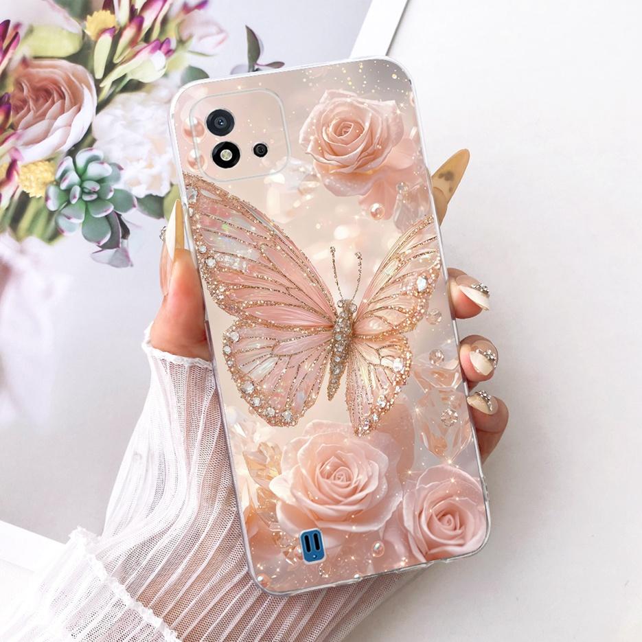 Чехол для Realme C11 2021 RMX3231 Цветы Расписной Чехол Мягкий Силиконовый Чехол для Телефона Для Realme C20 C 11 RealmeC11 2021 Сумки