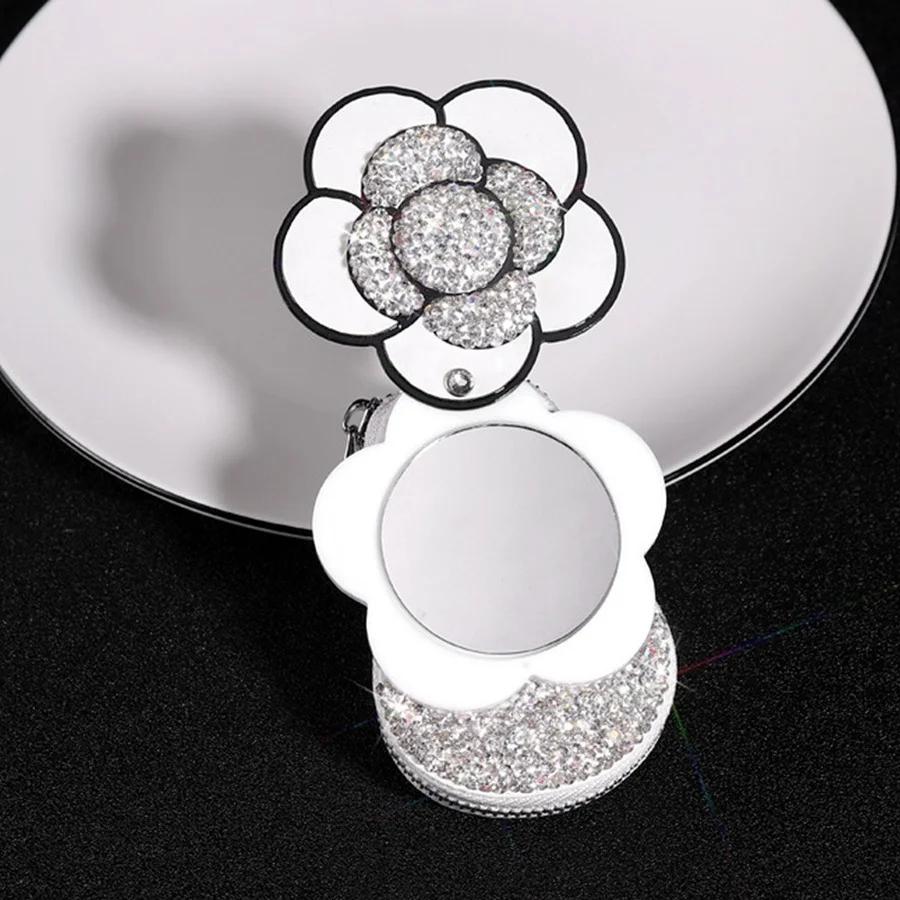 Роскошный хрустальный чехол для ключей от машины Camellia, блестящий держатель для ключей, сумка, чехол, блестящие автомобильные аксессуары для интерьера для женщин и девочек