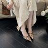 H888-3~ High-Heeled French Bag Head Sandals Women'S Shoes Temperament Leopard Print Pointed Empty Shoes