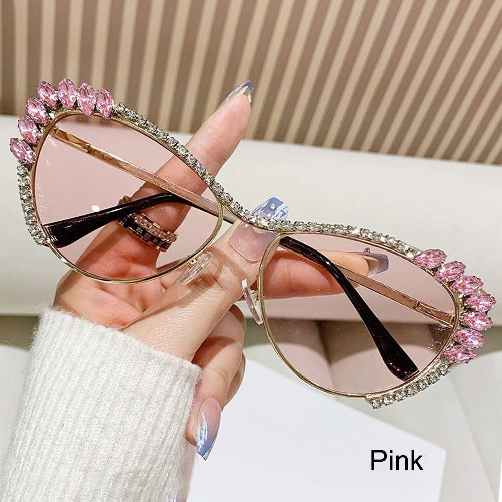 Солнцезащитные очки с крупными бриллиантами, модная оправа с драгоценными камнями, солнцезащитные очки «кошачий глаз» со стразами, очки для костюмированной вечеринки для женщин и мужчин