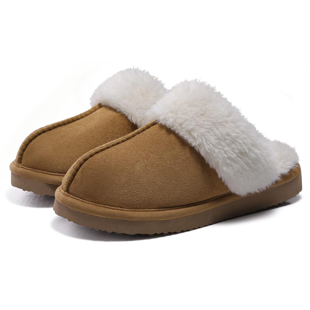 Fashion Shevalues Winter Plush Lining Women's Memory Foam Slippers Fuzzy Indoor Cotton Slides Anti-slip Furry Outdoor Women's Slippers
