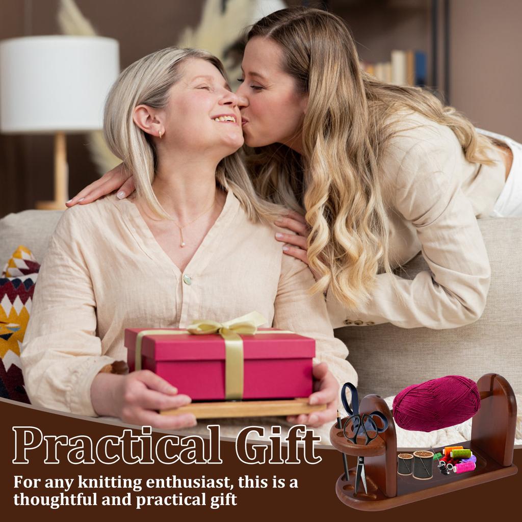 Деревянный держатель пряжи, инструменты для прядения и вязания, держатель пряжи для вязания крючком, вращающаяся магнитная катушка для ниток, моталка для шерстяных клубков, вращающаяся прялка