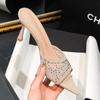 Fashion Women Mesh Sexy High Heels Slippers Women Pointed Toe Dress Shoes Female Summer Fashion Sandals  New Flip Flops Brand Pumps