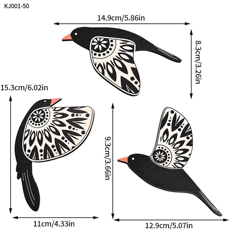3 шт. Черная птица Деревянный настенный декор Искусство Винтаж Готический декор Гостиная Ванная Кухня Украшения для дома Подарки для дома и улицы