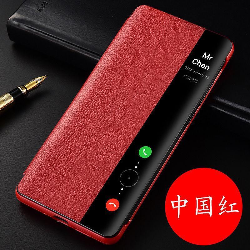 Чехол-книжка с полной защитой из кожи для Mate 60 Pro с умным окном, ударопрочный, с силиконовой задней крышкой, матовое покрытие, деловой стиль