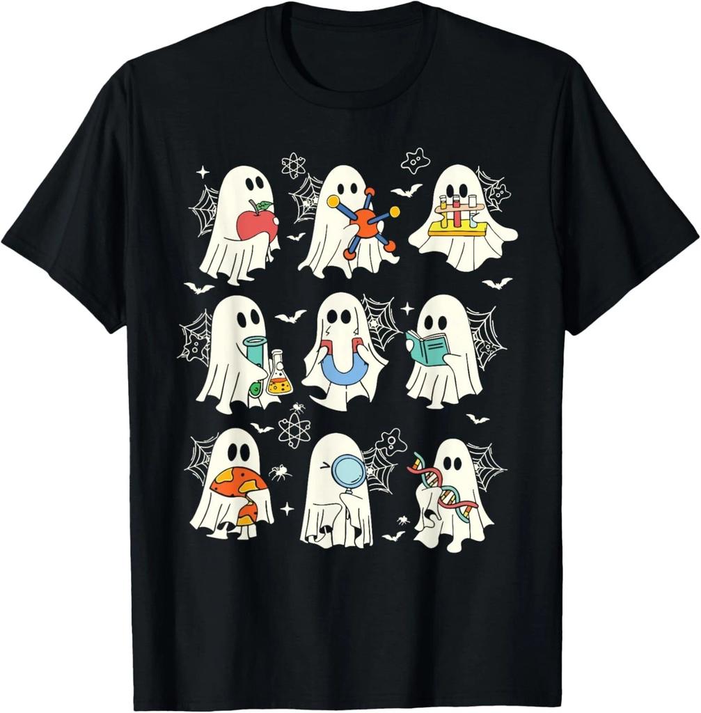 Retro Halloween Science Teacher Ghost Laboratory Teacher T- Shirt