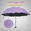 Dual-Use Water-Blooming Parasol: Foldable, Sun & Rain Black Glue Umbrella, Customizable LOGO.