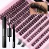 120pcs DIY Eyelash Extension Kit High-capacity Individual Lashes Cluster D Curl, 10-14mm Mix Lash Clusters with Lash Bond