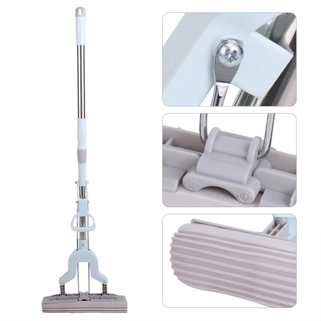 Pdtoweb Stainless Steel Telescopic Handle Absorbent Sponge Mop Home Floor Cleaning Tool