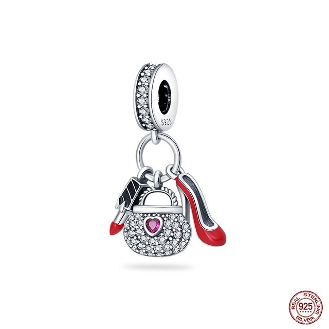 Новые стерлингового серебра 925 пробы красного цвета, подвески в форме сердца, бусины, ювелирные изделия на удачу, подарки