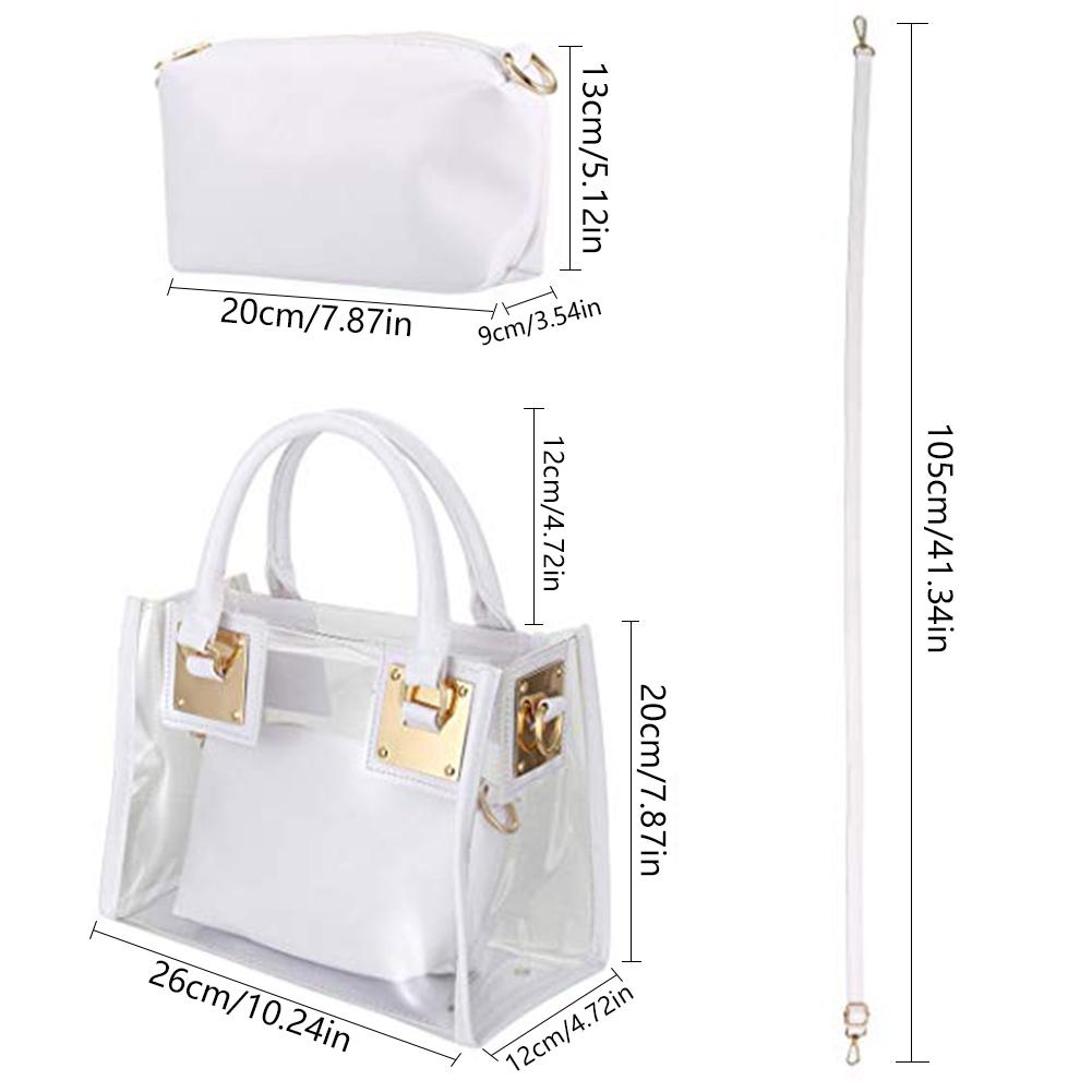 Women Waterproof Transparent Shoulder Bag 2 In 1 Jelly Handbag
