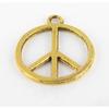 Large Peace and Love Gold Metal Charm 2 Cm (10 Pieces)