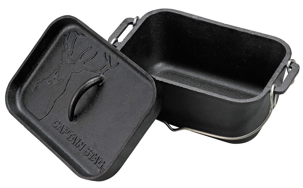 Чугунная квадратная голландская печь Captain Stag Ширина 270 x Глубина 170 x Высота 120 мм Полная вместимость воды Не требует приправ (КАПИТАН ОЛЕНЬ) 2.3 л