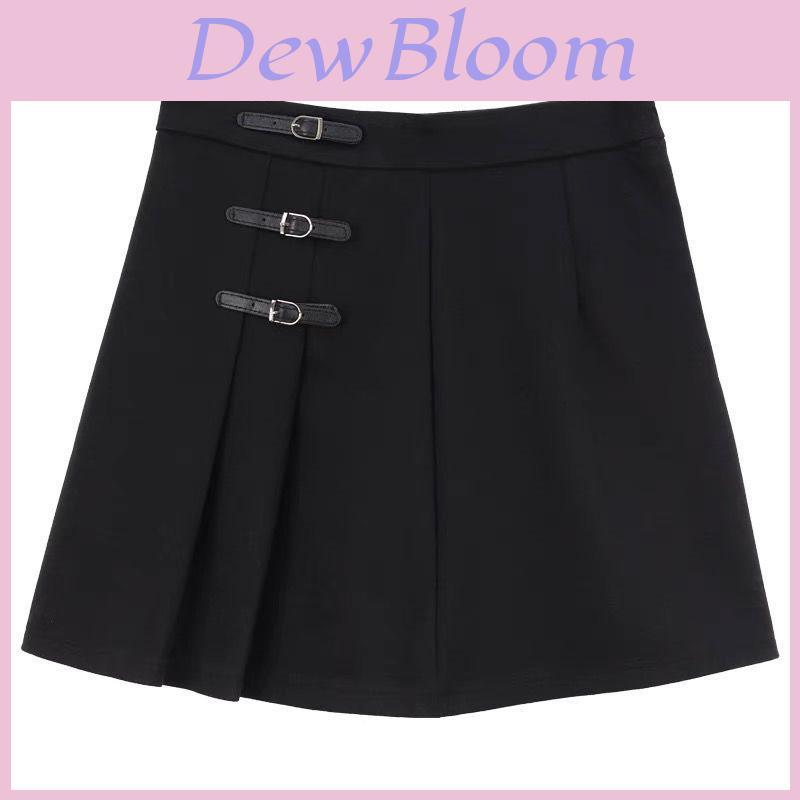Classic Womens Black Wool Blend Mini Skirt With High Waist And Pleats For Spring Fashion