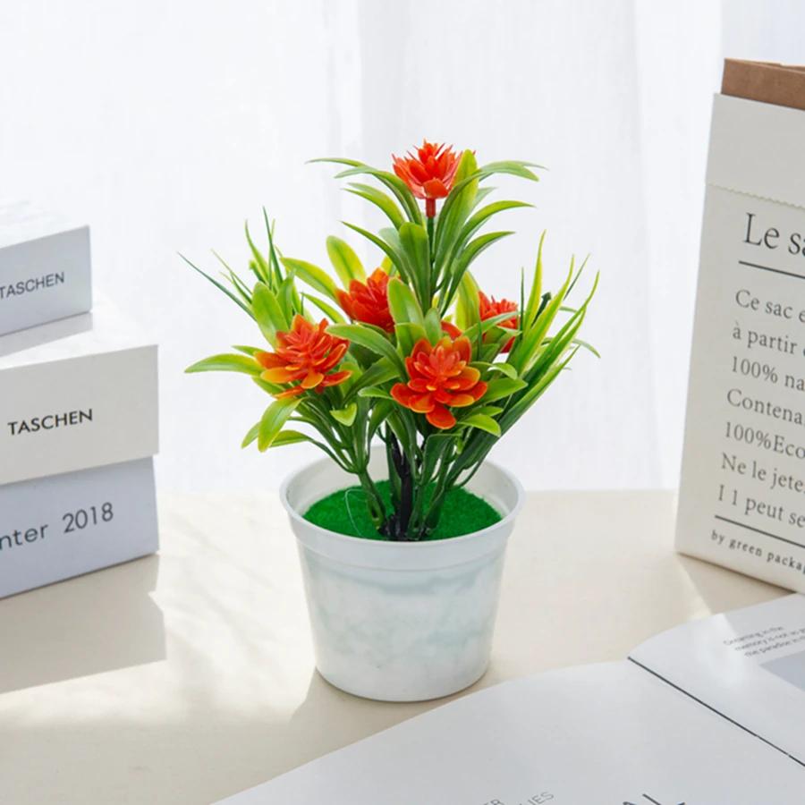 Искусственные цветы Бонсай Ваза для украшения дома Миниатюрные горшечные Фестиваль Свадьба Декоративные цветочные горшки Ванная Комната Подоконник Растения