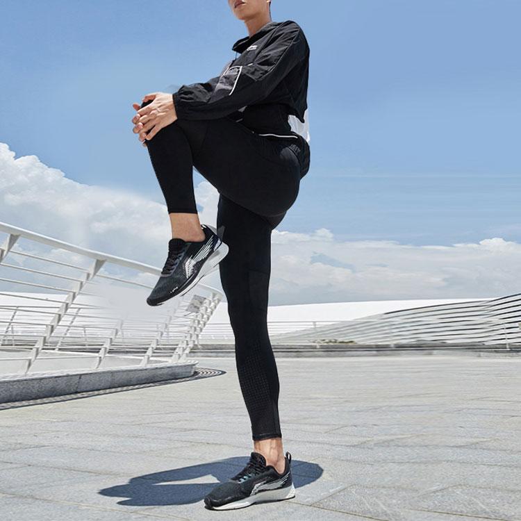 Мужские облегающие длинные спортивные брюки с логотипом бренда Li Ning, черные AULSB45-1