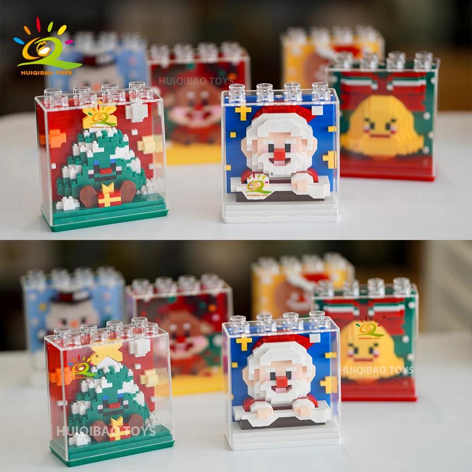 HUIQIBAO Детская мини-елка Санта-Клаус Модель Микро-кирпичики Конструктор Город DIY ZOO Животные Витрины Игрушки Подарок