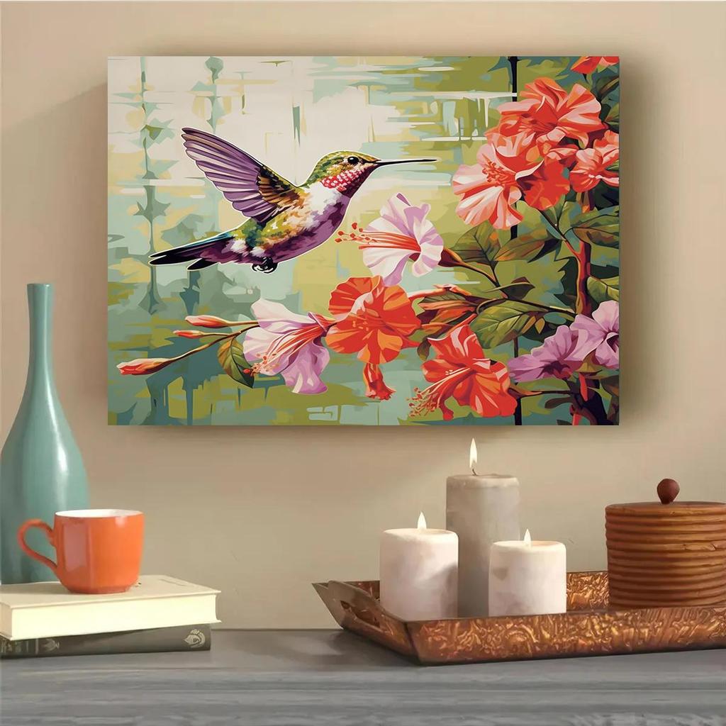 Frame Acrylic Paint By Numbers Diy Gift Wall Art Picture By Numbers Brid And Flowers Paint On Canvas Number Painting Home Decors 40x50cm