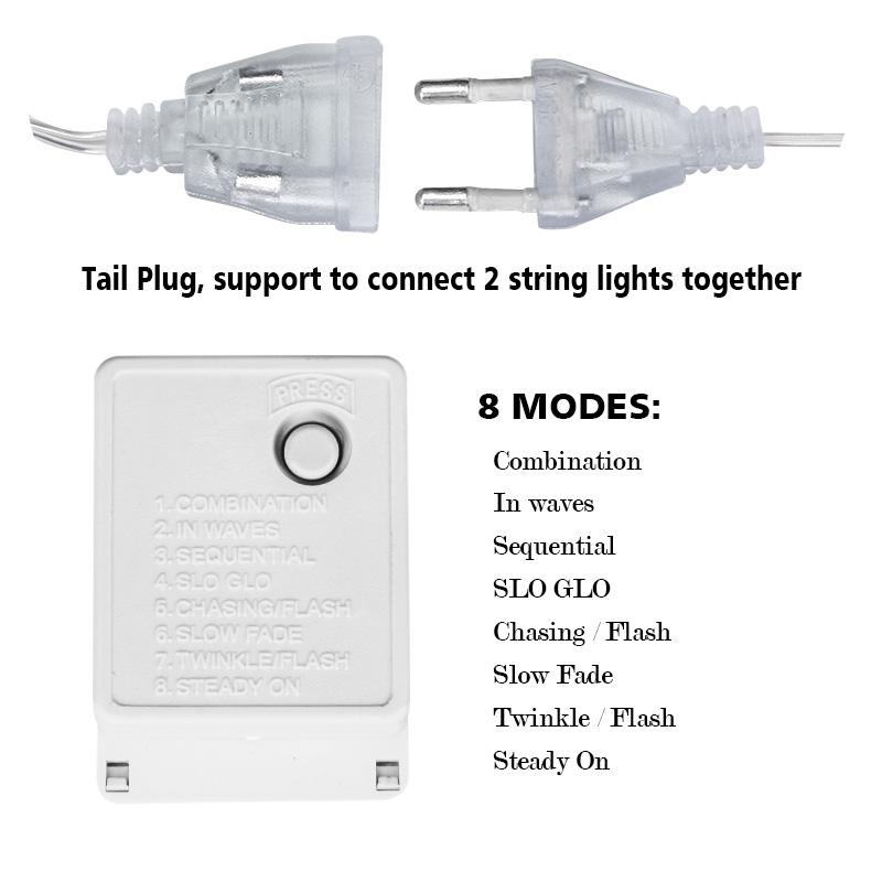 5M 100LEDs USB Fairy String Lights 8 Modes Outdoor Waterproof Christmas Garland For Home Garden Party Wedding Decoration