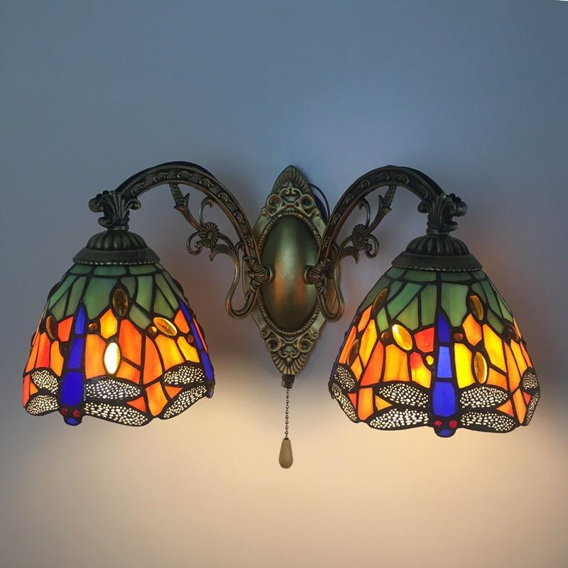 Tiffany LED Wall Light: Dragonfly Design for Bathroom, Bedroom, Hallway, or Balcony