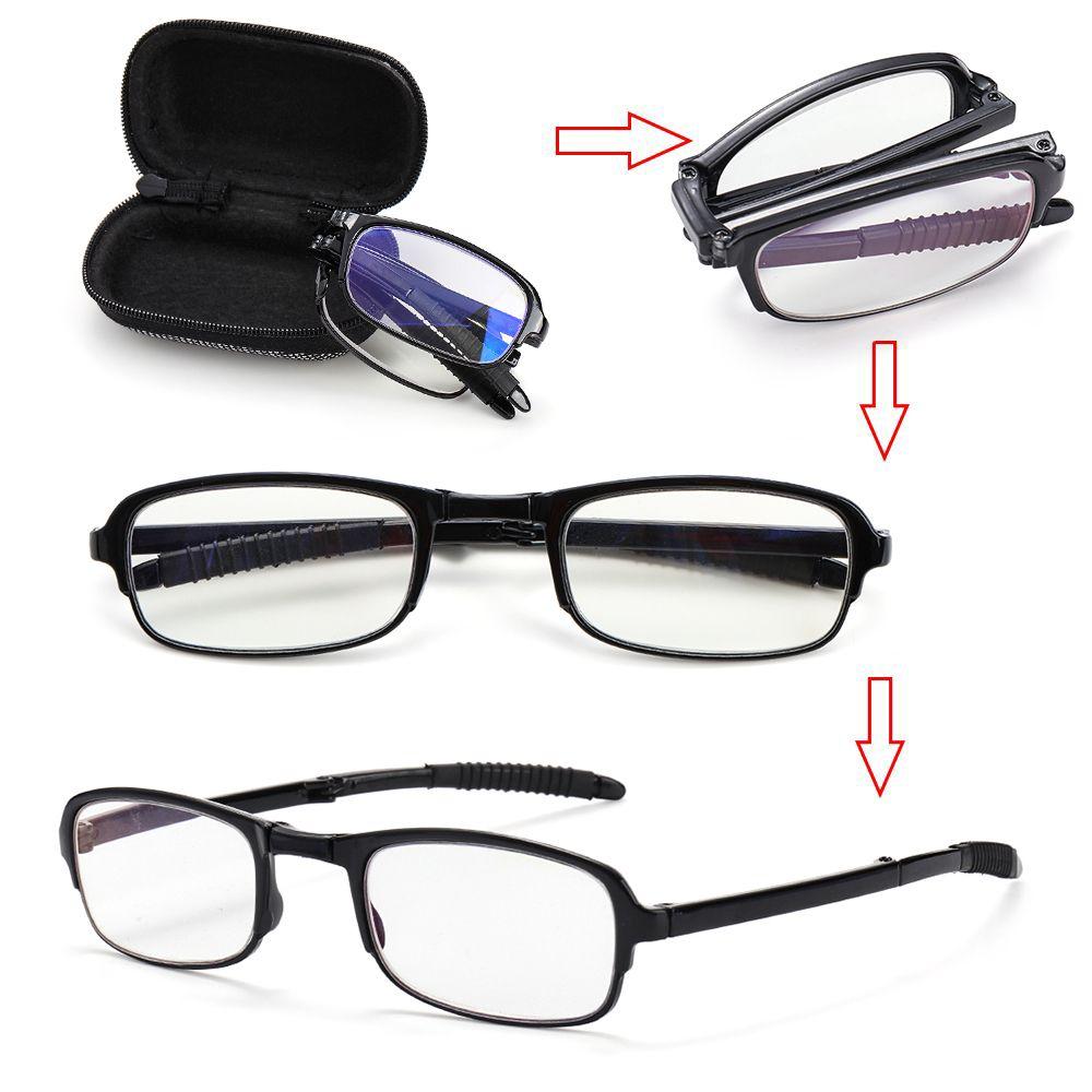 Unisex Portable Compact Eyewear Reading Glasses Folding Presbyopic Glasses with Zipper Case