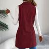 Autumn Winter Women's Corduroy Vest Solid Color Double-breasted Long Corduroy Vest Slim-fit Sleeveless Vest