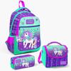 Коралловый детский фиолетовый водно-зеленый комплект из 3 предметов с рисунком единорога, школьная сумка SET0123487