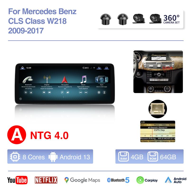 12,8-дюймовая автомагнитола для Mercedes-Benz CLS-класса W218 2009-2017, мультимедийный проигрыватель, GPS-навигация, Android13 Auto, Carplay, 4G, камера 360