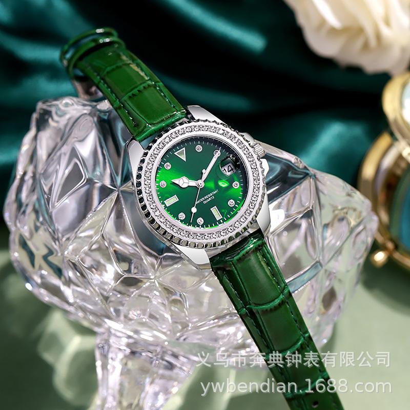 Маленькие зеленые часы женские часы с бриллиантами кварцевые женские часы легкие роскошные высококачественные водонепроницаемые часы с бриллиантами
