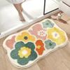 VIKAMA | Fresh Floral Imitation Cashmere Rug - Non-Slip, Absorbent Bathroom Mat/Living Room Doormat/Multi-Purpose Foot Mat