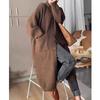 2026 Korean High Neck Women's Knit Cardigan - Solid Color, Single-Breasted, Long Sleeve, Mid-Length for Spring