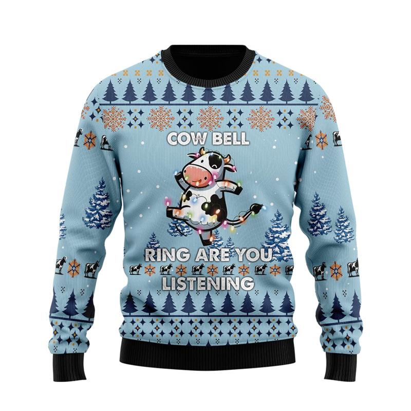 Cow Lovers Ugly Christmas Sweater For Women Clothes Hip Hop Male Streetwear Kawaii Girls Pullovers Casual Polyester Sweatshirts
