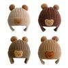 Вязаная шапка с медведем для малышей, мягкая милая осенне-зимняя теплая шапка для маленьких девочек и мальчиков, шапка-бини, защитная шапка для ушей