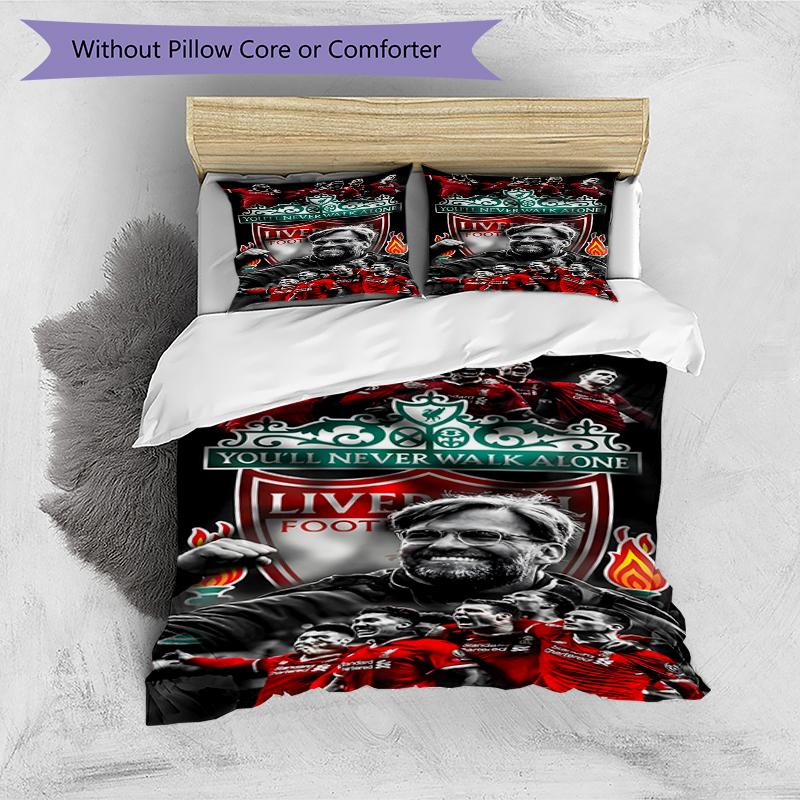3pcs Duvet Cover Set (1*Duvet Cover + 2*Pillowcase, Without Core),Liverpool F.C Print Bedding Set, Bedroom Decor, All‑Season, Birthday Gift